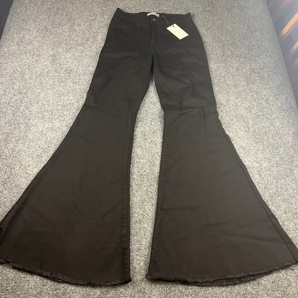 Judy Blue Black Super Flare High Waist Jeans 8396 Size 3/26 Frayed Hem